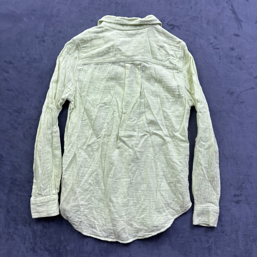 St Johns Bay Womens XS Lime Green Cotton Gauze Tunic Button Down Shirt - Picture 5 of 7